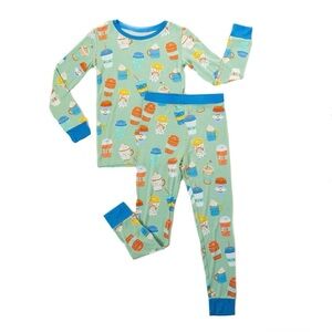 Little Sleepies Love You A Latte Pajamas - Blue and Green